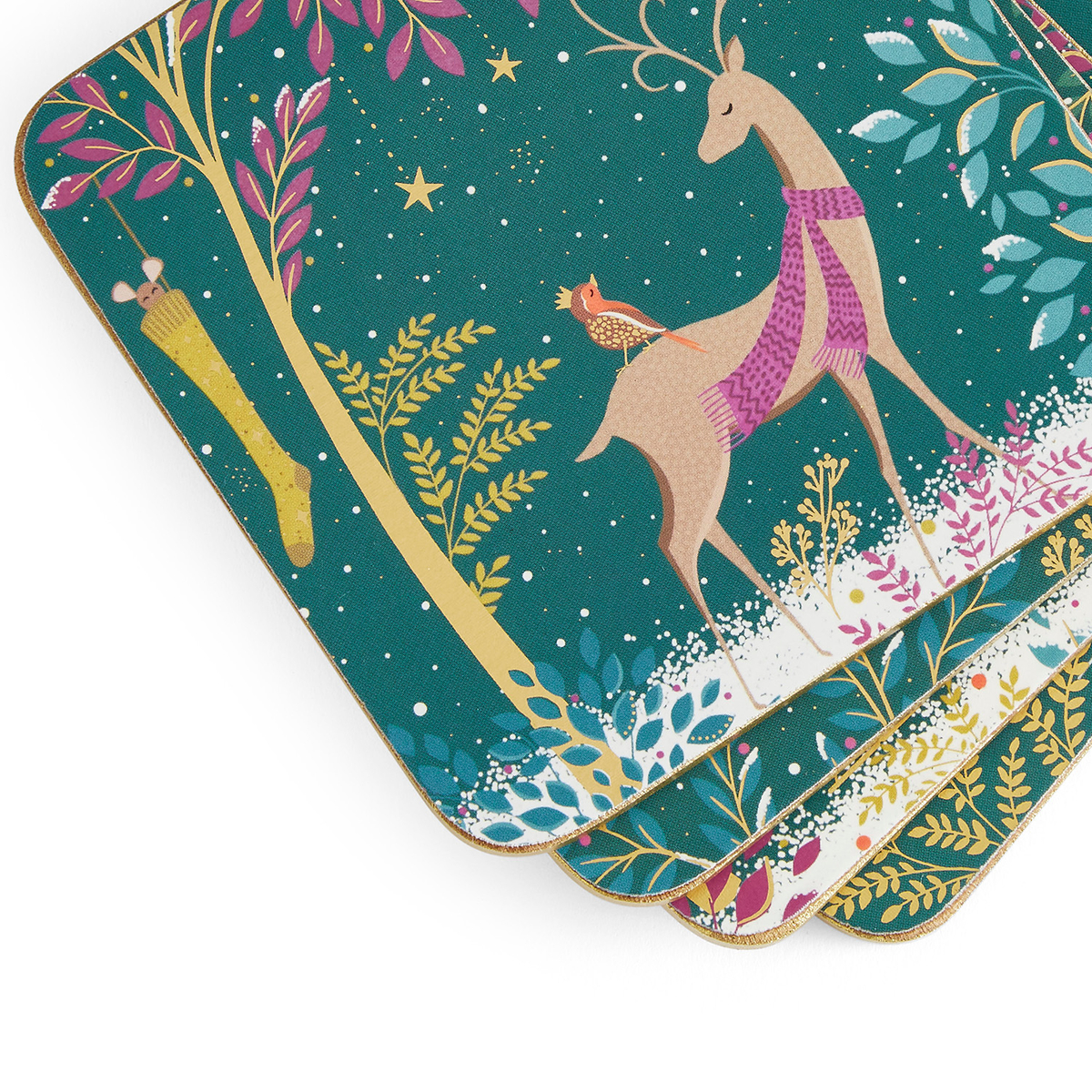Sara Miller Woodland Tales Set of 4 Coasters image number null